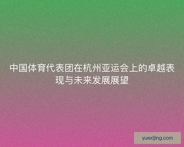 中国体育代表团在杭州亚运会上的卓越表现与未来发展展望