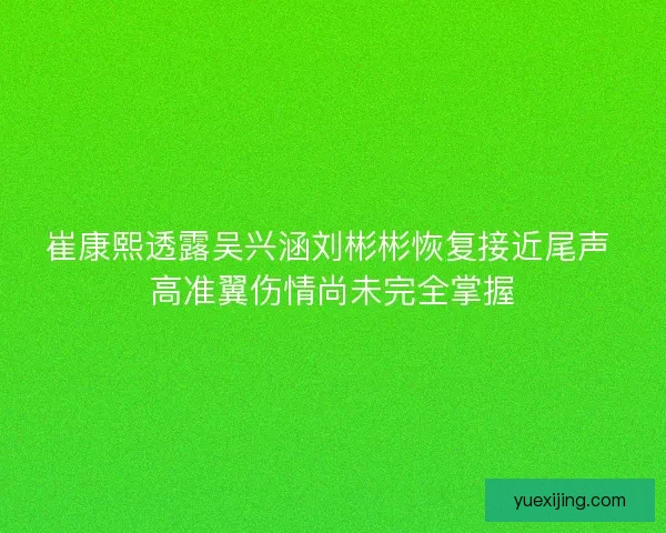 崔康熙透露吴兴涵刘彬彬恢复接近尾声 高准翼伤情尚未完全掌握